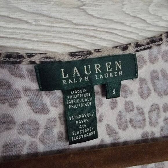 Lauren Ralph Lauren Cheetah Long Sleeve Top SZ S Leopard - Picture 3 of 4